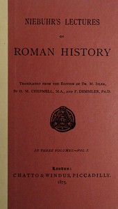 Book cover of "Niebuhr's lectures on Roman history, Vol. 1 (of 3)"
