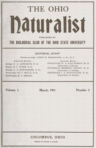 Book cover of "The Ohio Naturalist, Vol. 1, No. 5, March, 1901"