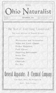 Book cover of "The Ohio Naturalist, Vol. II, No. 1, November, 1901"
