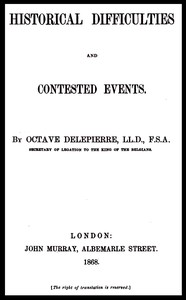 Book cover of "Historical difficulties and contested events"