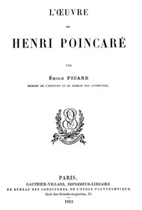 Book cover of "L'œuvre de Henri Poincaré"