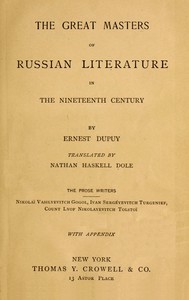 Book cover of "The great masters of Russian literature in the nineteenth century"