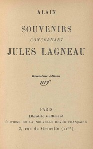 Book cover of "Souvenirs concernant Jules Lagneau"