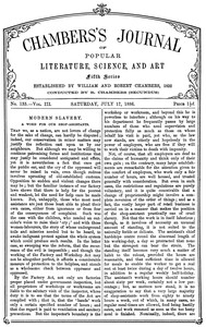 Book cover of "Chambers's Journal of popular literature, science, and art, fifth series, no. 133, vol. III, July 17, 1886"