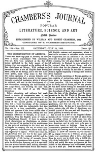 Book cover of "Chambers's Journal of Popular Literature, Science, and Art, fifth series, no. 134, vol. III, July 24, 1886"