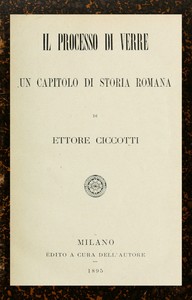 Book cover of "Il processo di Verre : Un capitolo di storia romana"