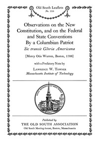 Book cover of "Observations on the new constitution, and on the Federal and State conventions, by a Columbian patriot"