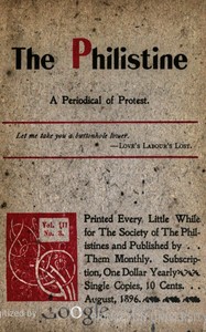 Book cover of "The Philistine : $b a periodical of protest (Vol. III, No. 3, August 1896)"
