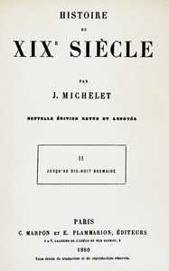 Book cover of "Histoire du XIXe siècle (volume 2/3) : $b II. Jusqu'au dix-huit Brumaire"