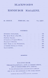 Book cover of "Blackwood's Edinburgh Magazine, Vol. 75, No. 460, February, 1854"