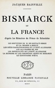 Book cover of "Bismarck et la France"