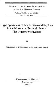 Book cover of "Type specimens of amphibians and reptiles in the Museum of Natural History, the University of Kansas"