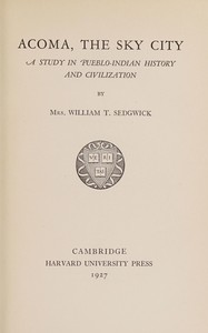 Book cover of "Ácoma, the sky city : $b A study in Pueblo-Indian history and civilization"