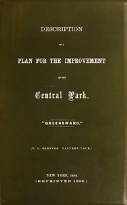 Book cover of "Description of a plan for the improvement of the Central Park"