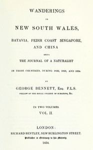 Book cover of "Wanderings in New South Wales, Batavia, Pedir Coast, Singapore, and China, Vol. 2 (of 2) : $b Being the journal of a naturalist in those countries, during 1832, 1833 and 1834"