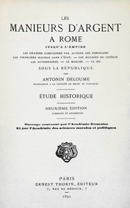 Book cover of "Les manieurs d'argent à Rome jusqu'à l'Empire"