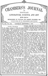 Book cover of "Chambers's Journal of Popular Literature, Science, and Art, fifth series, no. 140, vol. III, September 4, 1886"