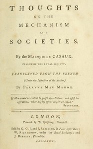 Book cover of "Thoughts on the mechanism of societies"