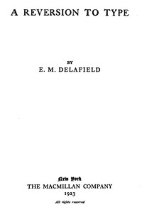 Book cover of "A reversion to type"