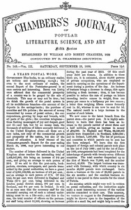 Book cover of "Chambers's Journal of Popular Literature, Science, and Art, fifth series, no. 143, vol. III, September 25, 1886"