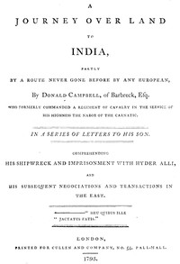 Book cover of "A journey over land to India"