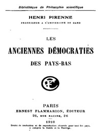Book cover of "Les anciennes démocraties des Pays-Bas"
