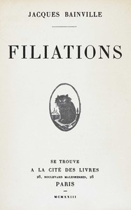 Book cover of "Filiations"