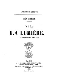 Book cover of "Vers la lumière... impressions vécues : $b affaire Dreyfus"