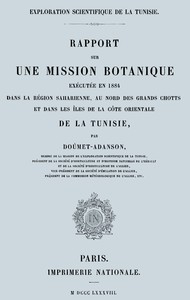 Book cover of "Rapport sur une mission botanique exécutée en 1884 dans la région saharienne, au nord des grands chotts et dans les îles de la côte orientale de la Tunisie"