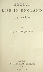 Book cover of "Social life in England, 1750-1850"