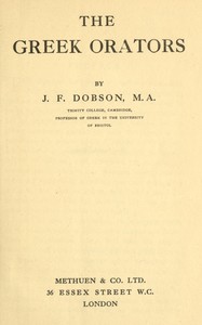 Book cover of "The Greek orators"