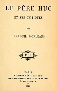 Book cover of "Le père Huc et ses critiques"