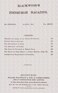 Book cover of "Blackwood's Edinburgh Magazine, Vol. 76, No. 466, August, 1854"