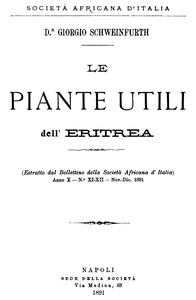 Book cover of "Le piante utili dell' Eritrea"