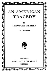 Book cover of "An American tragedy, v. 1"