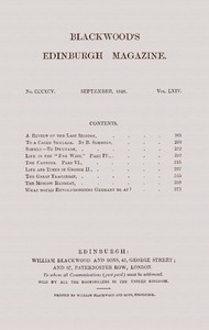 Book cover of "Blackwood's Edinburgh Magazine, Vol. 64, No. 395, September, 1848"