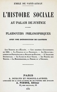 Book cover of "L'histoire sociale au Palais de justice. Plaidoyers philosophiques"