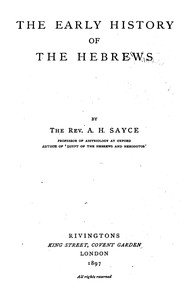 Book cover of "The early history of the Hebrews"