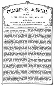 Book cover of "Chambers's Journal of Popular Literature, Science, and Art, fifth series, no. 149, vol. III, November 6, 1886"
