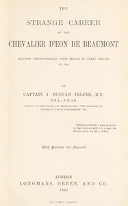 Book cover of "The strange career of the Chevalier d'Eon de Beaumont : $b Minister plenipotentiary from France to Great Britain in 1763"
