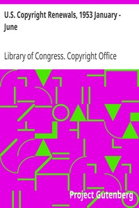Book cover of "U.S. Copyright Renewals, 1953 January - June"