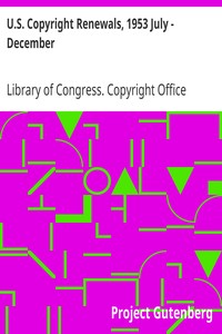 Book cover of "U.S. Copyright Renewals, 1953 July - December"
