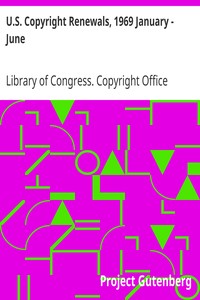 Book cover of "U.S. Copyright Renewals, 1969 January - June"