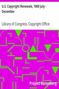 Book cover of "U.S. Copyright Renewals, 1969 July - December"