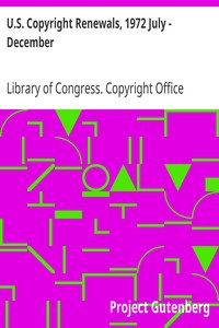 Book cover of "U.S. Copyright Renewals, 1972 July - December"
