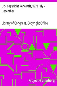 Book cover of "U.S. Copyright Renewals, 1973 July - December"