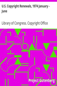 Book cover of "U.S. Copyright Renewals, 1974 January - June"