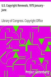 Book cover of "U.S. Copyright Renewals, 1975 January - June"