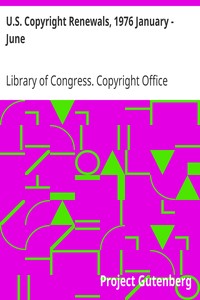 Book cover of "U.S. Copyright Renewals, 1976 January - June"