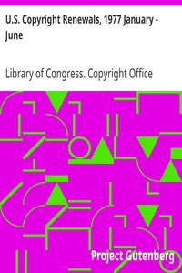 Book cover of "U.S. Copyright Renewals, 1977 January - June"
